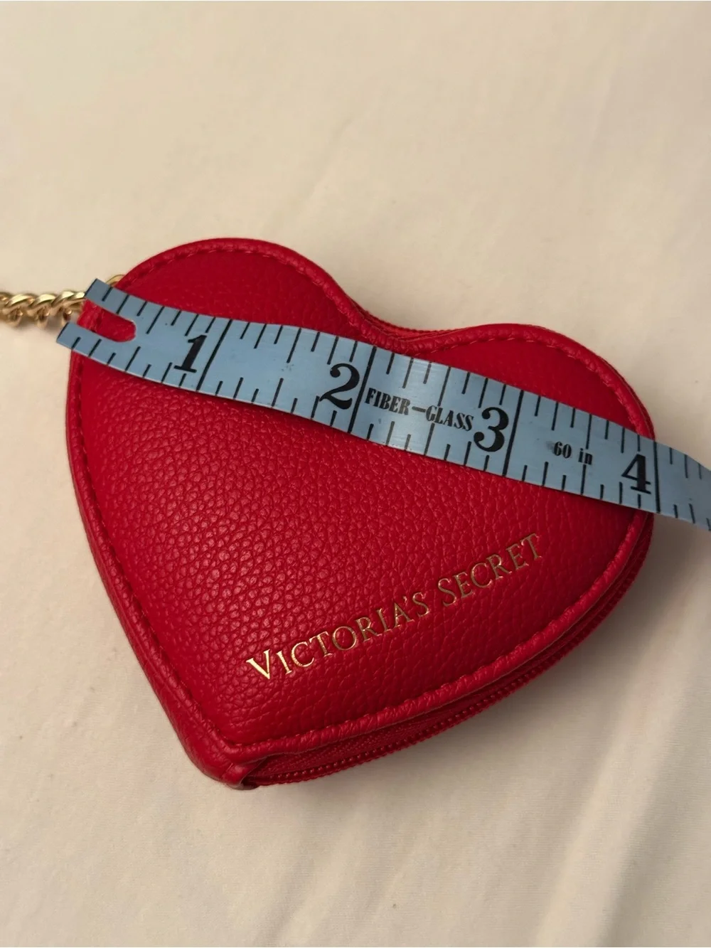 New Victoria's Secret Black Patent Heart Keyring Coin Pouch
